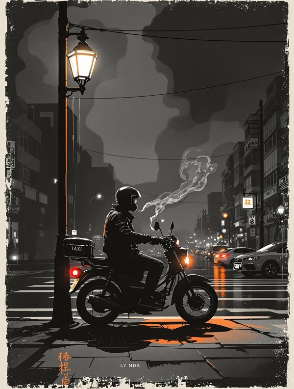 独立电影《午夜摩的》手工海报